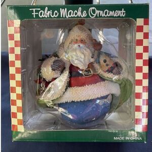 Fabric Mache Santa Clause Christmas Ornament